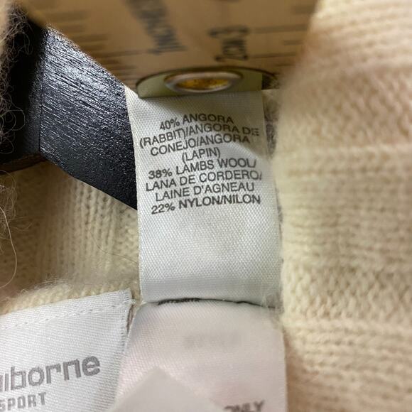 Liz Claiborne Sweater Women M Turtleneck Cream Rabbit Hair Wool Blend Soft Cozy - Picture 13 of 16
